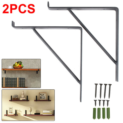 Pair of Rustic Scaffold Board Steel Shelf Brackets Industrial Heavy Duty