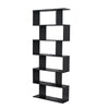 Black Bookcase 6 Tier S Shape Free Standing Storage Unit Bookshelf Shelves