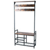 Industrial Coat Rack Shoe Bench Hall Tree Entryway Storage Bench 9 Hooks