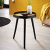 NEW Black Round Coffee Table With Cane Detail Table Top Sofa Living Room