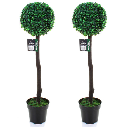 Pair of 80cm Artificial Box Wood Tree Indoor or Outdoor Decoration Ornament NEW