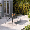 Black 150cm Glass Dining Table Outdoor Garden Patio with Parasol Hole 5FT Large