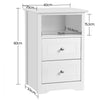 Black Bedside Cabinet with 2 Drawers & Shelf,Nightsta
