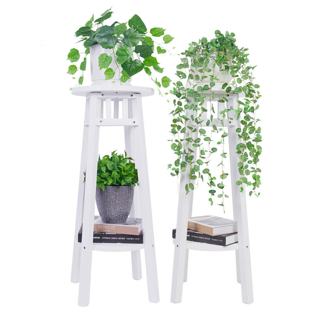 white plant stands indoor uk 2PCS Tall Wood Plant Stand White Plant Table Indoor Flower Pot Holder – Quildinc
