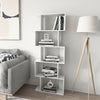 5 Tiers White Display Book shelf S Shaped Shelves Corner Storage Free Stand Unit