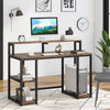 Brown Computer Desk with Hutch and Functional Shelves Study Table Writing Desk