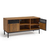 Mondeer Retro TV Stand Cabinet TV Unit with 2 Hollow Metal Door Panel for 50" TV
