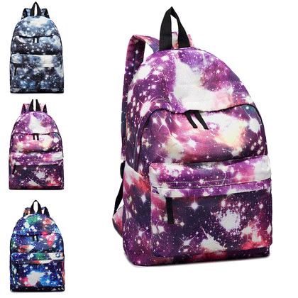 Retro Backpack Girls Boys School Bag Collage Travel Work Rucksack Universe Print