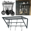 Hanging Kitchen Pot Pan Rack Storage Shelf Kitchenware Holder Hook Wall Mounted