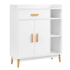 Cupboard White Storage Cabinet Sideboard with 3 Shelves, 2 Doors and 1 Drawer