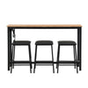 Dining Set Breakfast Bar Table and 3 Stools Industrial Kitchen Dining Room HT