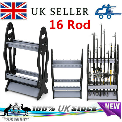 Fishing 16Rod Display Stand Fishing Pole Rack Fishing Pole Organizer Rod Holder