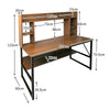 Compact Large Computer Table Wooden Writing Desk with Book Storage Shelf Corner