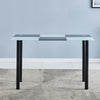Dining Table Tempered Glass Top Metal Legs Kitchen Dining Room Home Black White