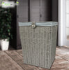 Laundry Basket Hamper Handwoven Grey Resin Bin for Dirty Cloths with Lining