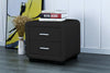 Faux Leather Designer Black Bedside Table Cabinet Night Stand