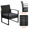 Rattan Garden Furniture Set 3 Pcs Wicker Patio Set Table Chairs W/Cushion,Black