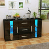 Sideboard Storage Cabinet Cupboards 3 Drawers 2 Doors TV Stand Unit LED Lights