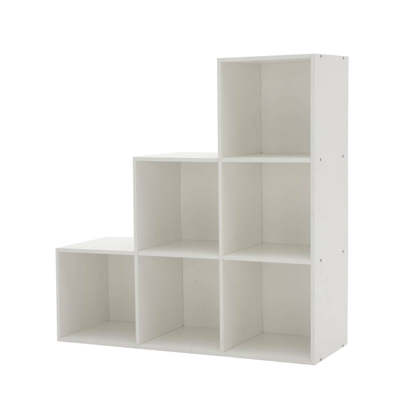 6 Cube Step Storage Bookcase Unit Shelf Home Office Organiser Display Box NEW