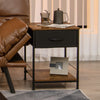 Set of 2 Nightstand 2-tier Bedside End Sofa Coffee Table Storage Table W/ Drawer