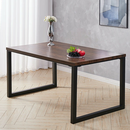 Rectangle Dining Table Industrial Wooden Top Steel Legs 150x90cm Home Furniture