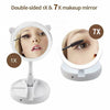 Folding LED Illuminated Cosmetic Mirror USB Double-sided Round Makeup Mirror