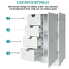 White Bedroom Bathroom Cabinet Cupboard Storage Dresser 4 Drawer + 1 Door Unit