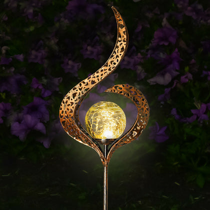 Solar Powered Full Moon LED Glass Globe Stake Light Garden Lawn Outdoor Lamp UK