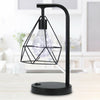 Retro Black Geometric Wire Industrial LED Light Bulb Bed Side Battery Table Lamp
