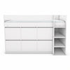 Single Mid Sleeper Cabin Bed White Wood with 6 Drawers and Ladder Storage