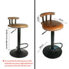 2 x Vintage Bar Stools Round Leather Seat Swivel High Leg Lifting Elegant Backed