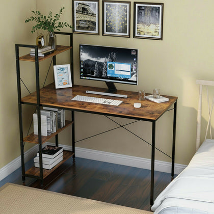 Industrial Computer Desk with Storage Shelf Metal Frame for Home Office UK