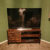 Rustic TV Stand Media Storage Cabinet Door Shelves Shelf Unit Industrial Vintage