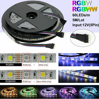 5m 12V RGB LED Strip Light 5050 Colour Changing Tape Cabinet Kitchen TV Lighting