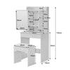 White Dressing Table Slide Mirror Makeup Desk Vanity Set with Mirror Stool Home