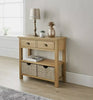 Oak Console Table with Two Storage Baskets - Luxurious Oak Console