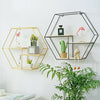 Hexagon Wall Mounted Shelf Metal Wood Storage Display Holder Floating Shelf Rack