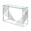 Glass Console Table Side Table Clear Tempered Glass Silver Stainless Steel Legs