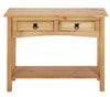 Corona Console Table 2 Drawer - Mexican Solid Pine, Wax Distressed