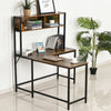 Particle Board Industrial L-Shaped Desk w Shelf Brown