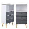 White Tall Unit Storage Side Cabinet with 4 Drawers Slim Living Room Sideboard