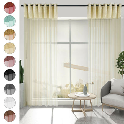 Voile Shimmer Net Curtain Sheer Slot Top Rod Pocket Window Drape Single Panel UK