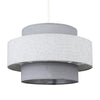 Modern Drum Ceiling Shades Fabric Two Tier Design Lights Easy Fit LED Lighting