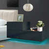 High Gloss Bedside Table Nightstand Cabinet Chest Of 2 Drawer RGB LED Light