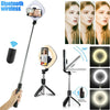 Dimmable LED Ring Fill Light Bluetooth Selfie Stick Tripod For iPhone Samsung