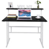 White Folding Computer Desk,Study Writing Table 2 Tier Shelf Storage Home Office