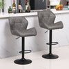 Set of 2 Bar Stools Grey Faux Leather Kitchen Breakfast Counter Gas Lift Swivel