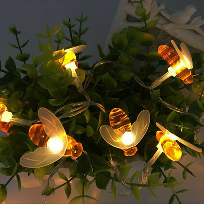 Solar/Battery Powered Light String Bee Shape LED Lights Home Room Party Decor