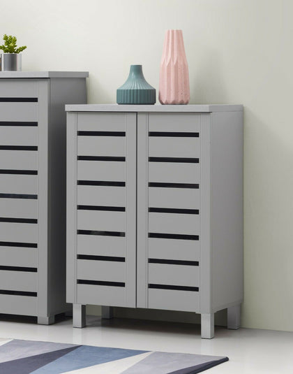 2 Door Shoe Cabinet Stand Rack Storage Cupboard Sideboard Console Hall Unit Grey
