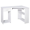 L-Shaped Corner Computer Desk w/ 2 Shelves Wide Worktop Keyboard Tray White